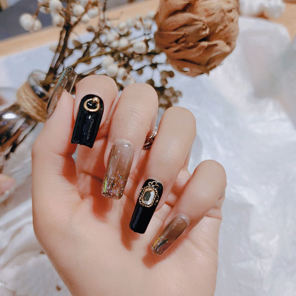 Qfdian halloween decorations halloween costumes halloween gift24pcs Fake Nails Halloween Long Style Full Cover False Nails DIY Glue Press On Nails Nail Supplies For Ballerina False Nail Tip