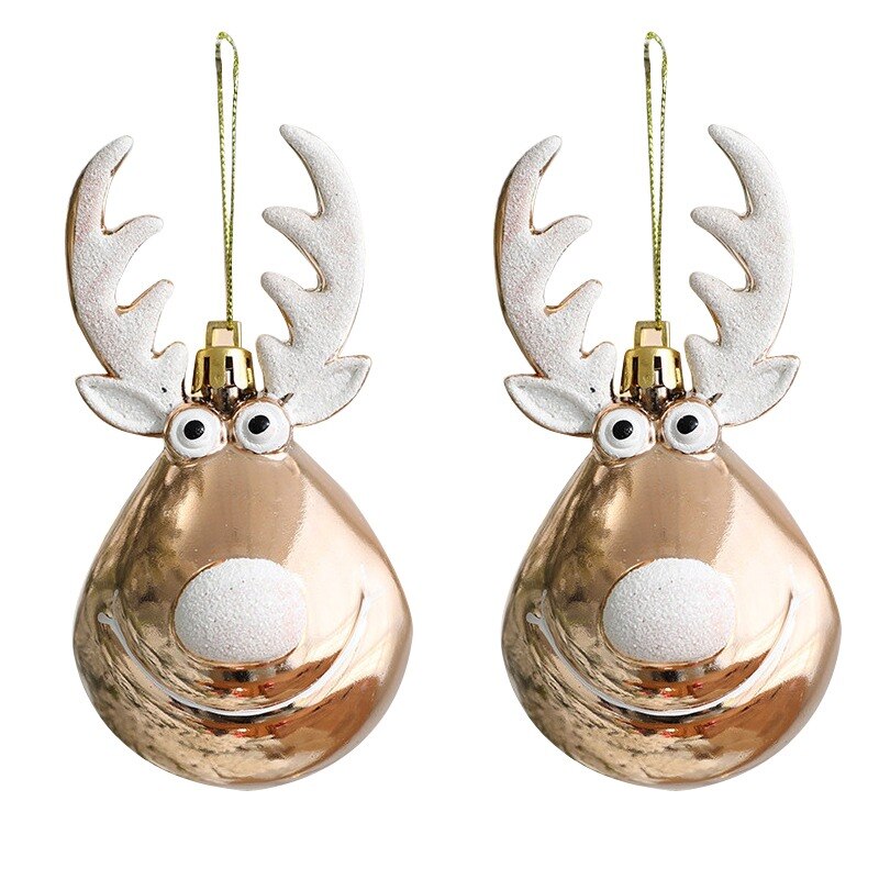 QFDIAN New 2pcs Christmas Balls Ornaments Bauble Pendant Elk Design Hanging Balls Mall Home Party Props For Christmas Tree Decorations