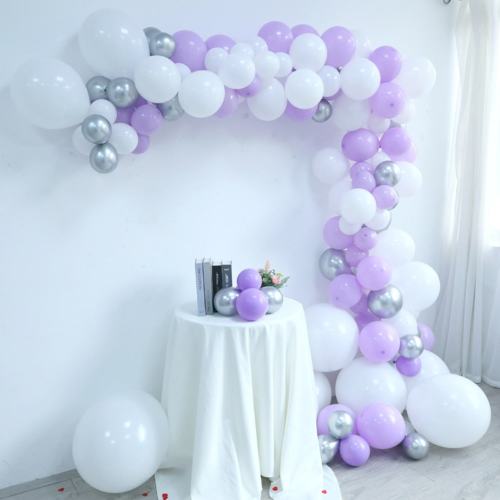 Qfdian Party gifts Party decoration hot sale new 100Pcs Pastel Balloon Garland Arch Kit Purple Balloons Birthday Wedding Bridal Baby Shower Anniversary Party Decoration Supplies