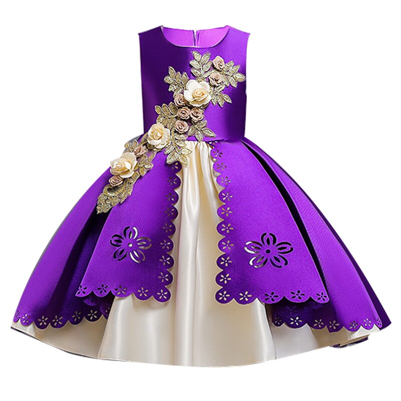 Qfdian halloween costumes christmas costumes Christmas Kids Dress For Girls Elegant Princess Dress Children Costume Girls Clothes Flower Girls Wedding Party vestidos 3-10 Y