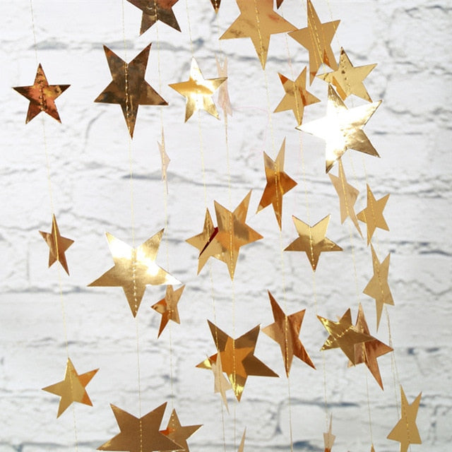 Qfdian Christmas decor ideas 4M Snowflake Star Tree Shape Paper Garland Christmas Decoration for Home Noel Navidad Tree Ornaments Xmas New Year Party Decor