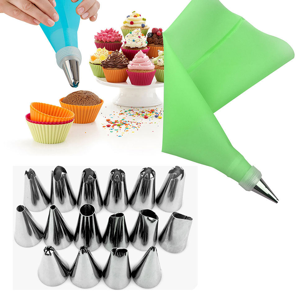 Qfdian Party gifts Party decoration hot sale new 1pcs Silicone Kitchen Accessories Icing Piping Cream Pastry Bag With 6 Stainless Steel Nozzle DIY Cake Decorating Tips Set