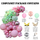 Qfdian Party decoration hot sale new 120Pcs Macaron Pink Green Color Balloons Garland Kit Arch Gold Butterfly Decors Wedding Baby Shower Decorations Globo Home Decor