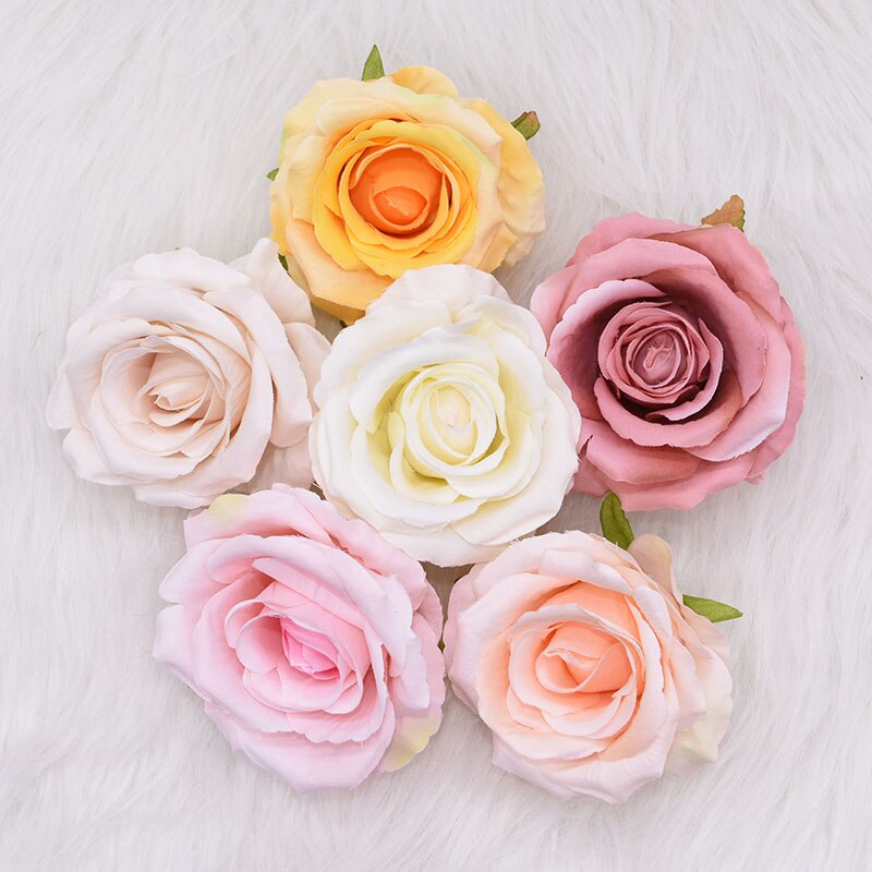 Qfdian Party decoration 30P Silk Rose Artificial Flower Heads for Decoration Wedding Flower Arrangement Birthday Baby Shower Party Floral Backdrop Decor