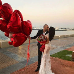 Qfdian valentines day gifts for her 24inch Heart love Balloons шарики Inflatable Foil Balloon for Wedding Valentine Day Decorations Helium Ballon I love you Globos