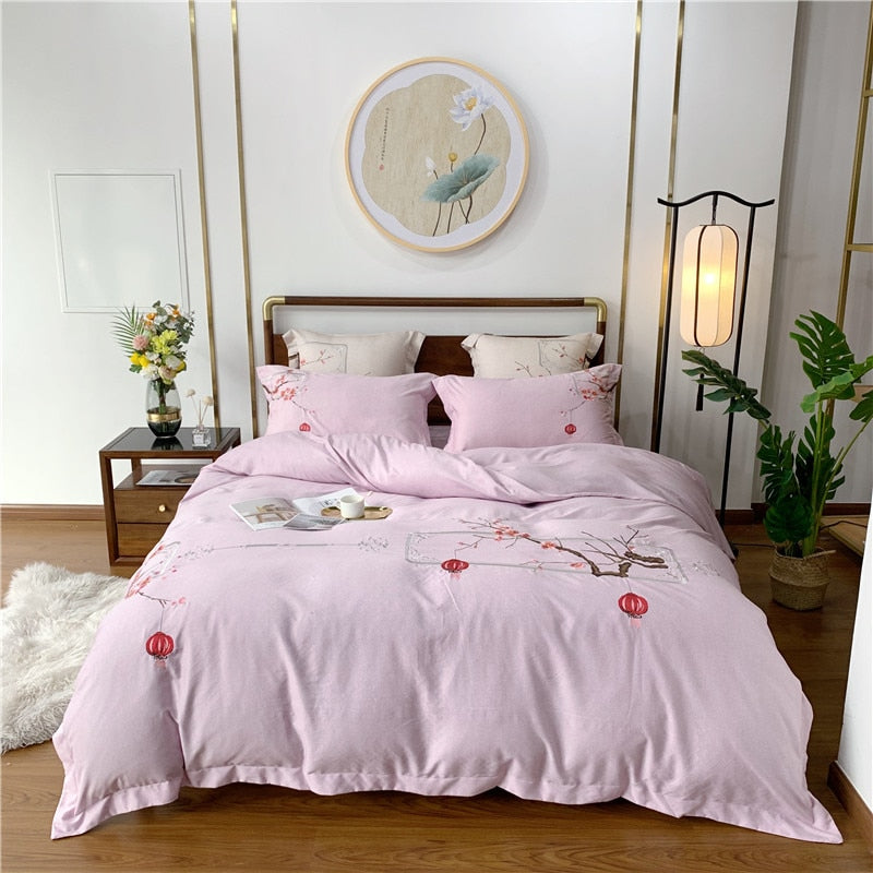 Winter Brushed Warm Bedding Set Chinese-styleTexture Pattern Queen King Size Bed Sheet Set Duvet Cover Set 4/7pcs for Home Decor