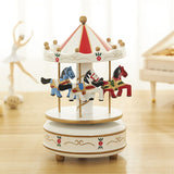 Qfdian Party decoration Blue Pink Wooden Carousel Music Box Valentines Day Gift Souvenir Gift Wedding Favors Gifts for Guest