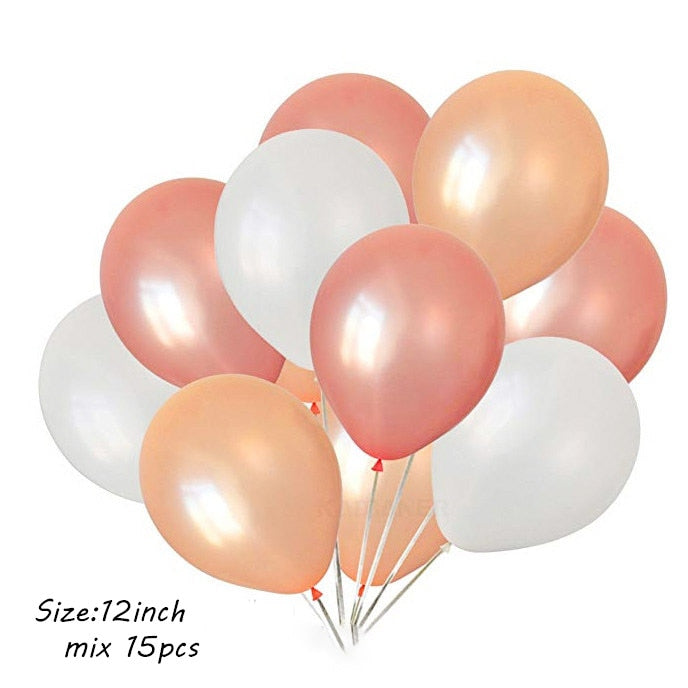 Qfdian Party decoration hot sale new Rose Gold Happy Birthday Party Decor Balloons Chrome Air Helium Balloon Baby Shower 18 25 30th Birthday Anniversary Decorations