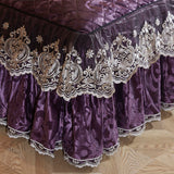 Qfdian Cozy apartment aesthetic hot sale new High-grade Bedding Bed Skirts Pillowcases Purple Velvet Thick Warm Lace Princess Bedspread Bed Sheets Mattress Cover King Queen