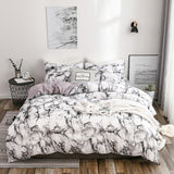 Nordic White Marble Pattern Printed Duvet Cover Set 200 x 200 With Pillowcase 2/3pcs Bedclothes Double Queen King Size Bed Linen