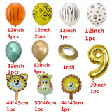 Qfdian Party decoration 18pcs/set Jungle Animal Balloons Chrome Metallic Latex Balloon 30inch Gold Number Globos Kids Birthday Party Baby Shower Decor