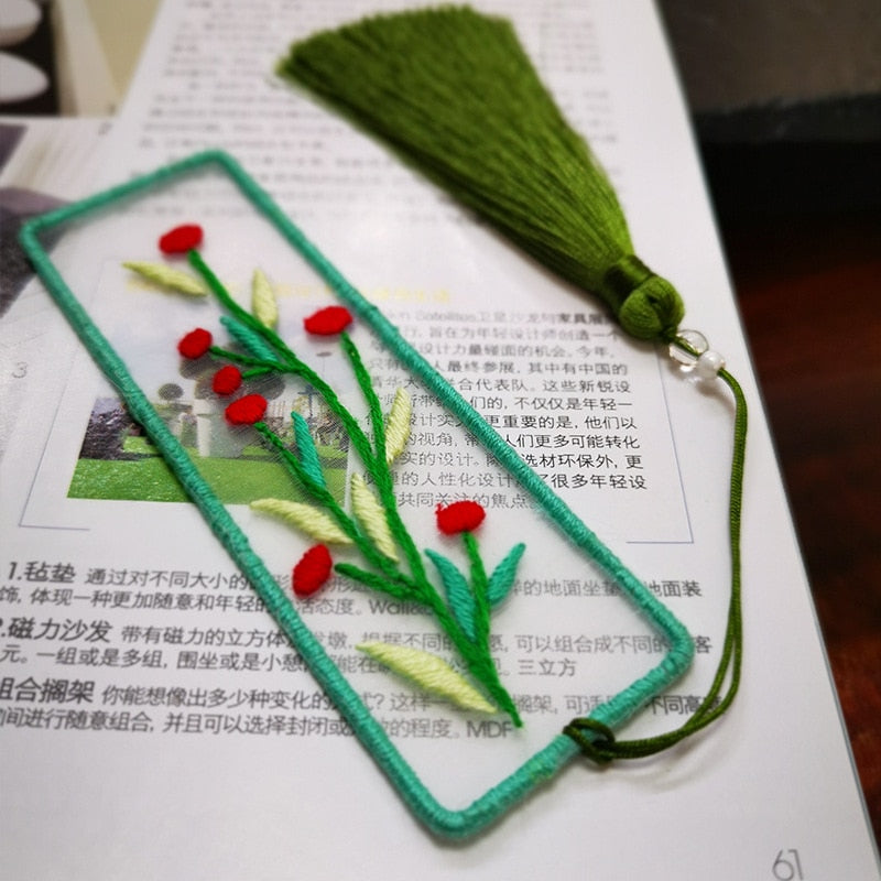 Qfdian gifts for women hot sale new Bookmarks Cross-stitch Plum Blossom Diy Embroidery Peace and Blessing Pouch Stitch for Needlework Needle Minder Organizer Craft