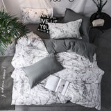 Nordic White Marble Pattern Printed Duvet Cover Set 200 x 200 With Pillowcase 2/3pcs Bedclothes Double Queen King Size Bed Linen