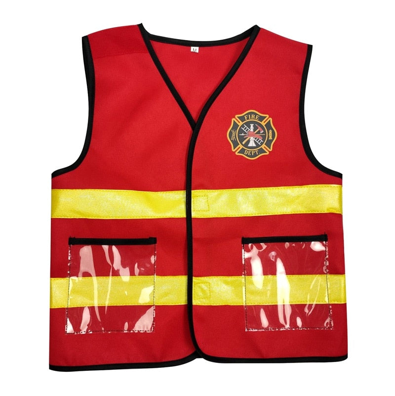 Qfdian halloween decorations halloween costumes halloween gift Kids Firefighter Cosplay Little Fireman Firemen Costume  for Boy Child Halloween Carnival Party Costumes for Boys