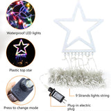 Qfdian Party decoration Party gifts hot sale new 288LED Stars Christmas Fairy Lights String Curtain Lights Outdoor For Garden New Year Party Decoration Lawn Lamp US Plug/EU Plug