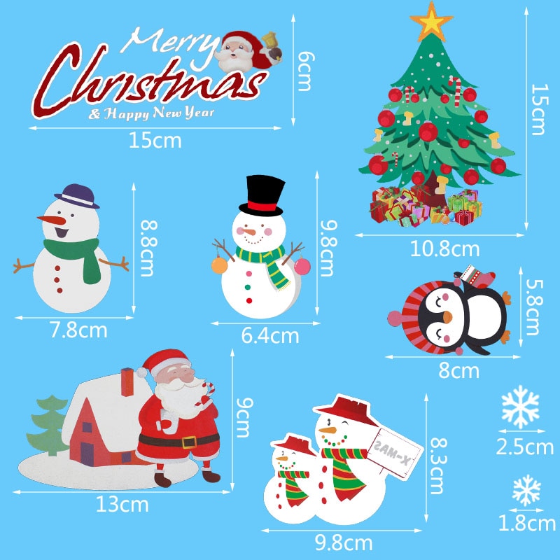 Qfdian CHRISTMAS decorations 1 Sheet Merry Christmas Snowflake Snowman Window Sticker Christmas Wall Stickers Kids Room Wall Decals