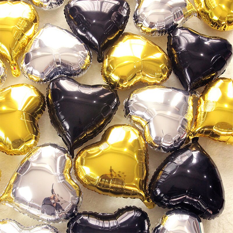 Qfdian valentines day gifts for her 10pcs 18inch Foil Heart Balloon Valentines Day Wedding Decoration Balloons Mariage Birthday Party Decorations Baby Shower Globos