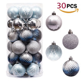 Qfdian  30pcs 6cm Christmas Tree Decor Balls Glitter Blue Gold Plating Hanging Pendants Ball For Home New Year Ornament