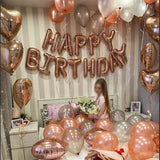 Qfdian Party decoration hot sale new Rose Gold Happy Birthday Party Decor Balloons Chrome Air Helium Balloon Baby Shower 18 25 30th Birthday Anniversary Decorations