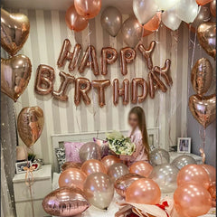 Qfdian Party decoration hot sale new Rose Gold Happy Birthday Party Decor Balloons Chrome Air Helium Balloon Baby Shower 18 25 30th Birthday Anniversary Decorations