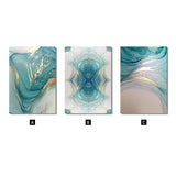 Qfdian Nordic Light Luxury Blue Canvas Painting Modern Home Abstract Gold Poster and Print Wall Art Picture for Living Room Decoration
