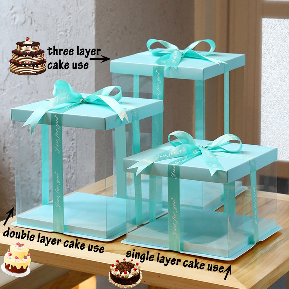 Qfdian Party gifts Party decoration hot sale new 1Pc Clear PVC Cake Box Transparent Cake Packing Box Birthday Wedding Christmas Candy Dessert Packaging Gifts New Year Decoration