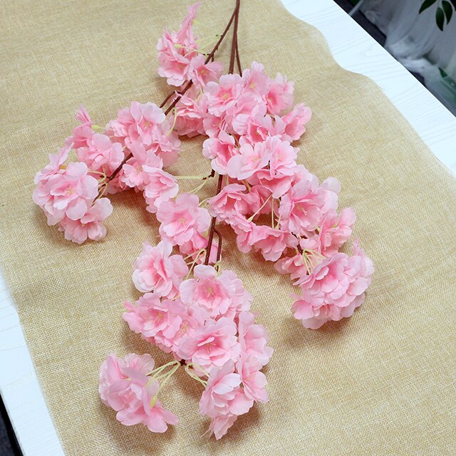 100cm Silk flowers Long-Peach Sakura Artificial flower Pink Wedding Decoration Cherry blossom branch for home Decor wedding Arch