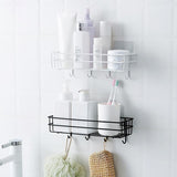 Wall Mounted Bathroom Shelves Floating Shelf Shower Hanging Basket Shampoo Holder WC Accessories Kitchen Seasoning Storage Rack