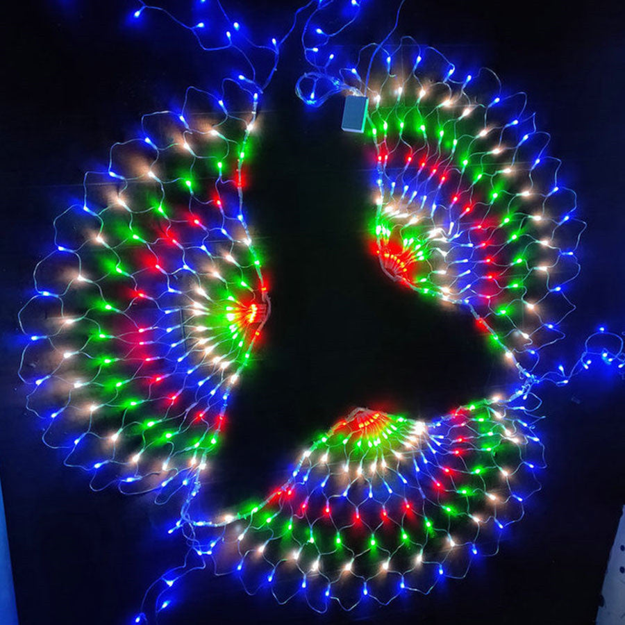 Qfdian Plug 3M 3 Peacock Mesh Net Led String Lights Outdoor Fairy Garland for Wedding Christmas Wedding New Year Party Decoration