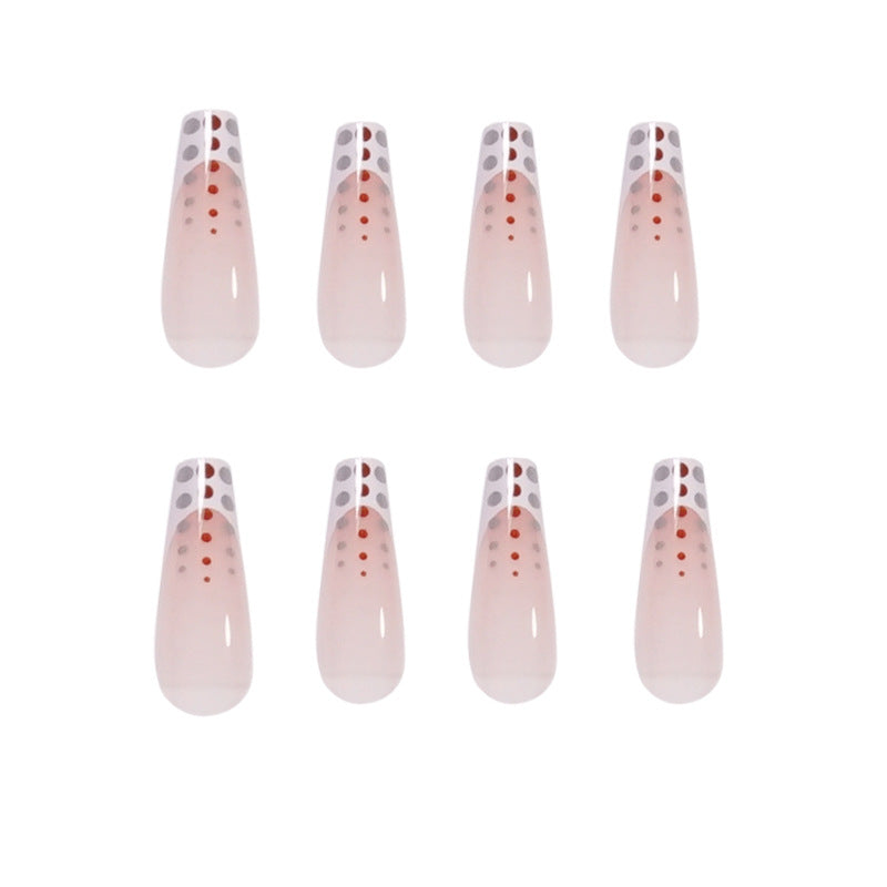 Qfdian fall gel nails brown chrome nails dope nail designs trendy nails Pink Cow Design False Nail French Full Cover Long Coffin Fake Nails Glue DIY Manicure Nail Art Tools press on nails nail tips