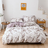 Nordic White Marble Pattern Printed Duvet Cover Set 200 x 200 With Pillowcase 2/3pcs Bedclothes Double Queen King Size Bed Linen