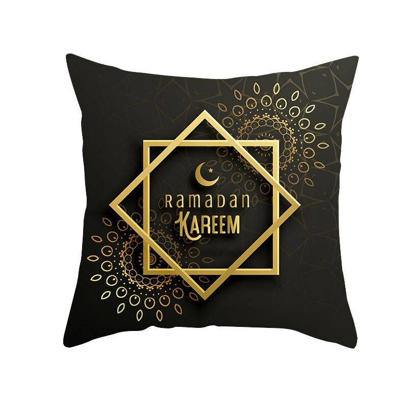 Qfdian Party decoration Islamic Eid Mubarak Pillowcase Ramadan Kareem Home Car Bedroom Sofa Decootative Pillow Cushion Covers Mosque Muslim Decor 45cm