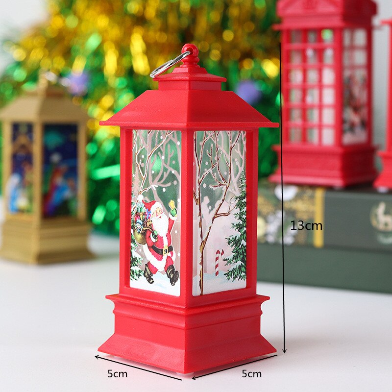 Qfdian valentines day gifts for her Santa Claus Snowman Lantern Light Merry Christmas Decor for Home Christmas Tree Ornaments Xmas Gifts Navidad New Year