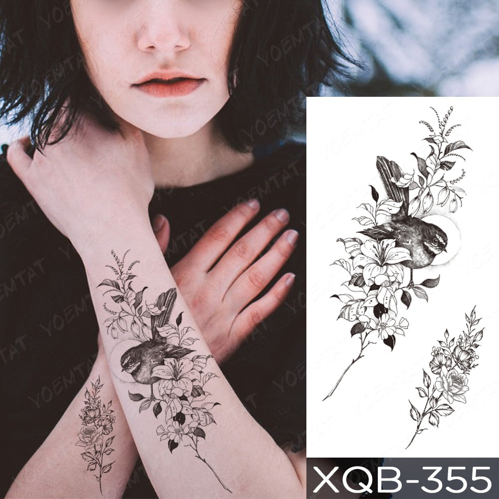 Qfdian Waterproof Temporary Tattoo Sticker I Love You Flash Tattoos Lip Print Butterfly Flowers Body Art Arm Fake Sleeve Tatoo Women