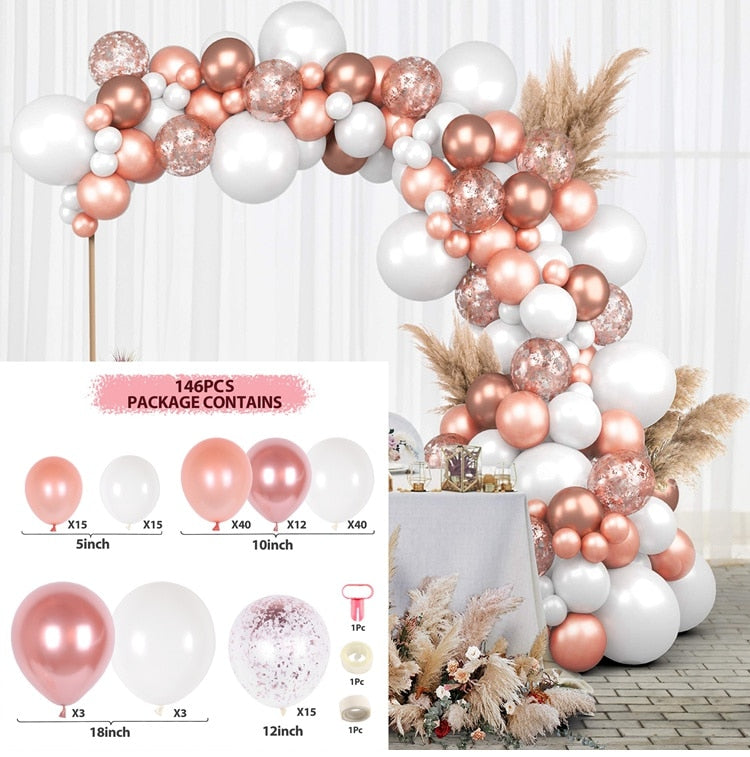 Qfdian Party decoration hot sale new Rose Apricot Balloon Garland Arch Kit Wedding birthday party decoration kids Confetti Latex Balloons Baby Shower Decor