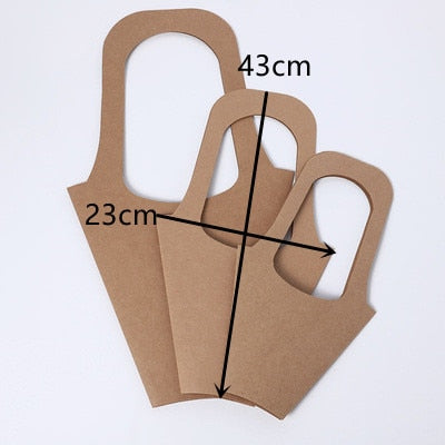 Qfdian Party decoration hot sale new 10pcs Creative Handle Kraft Paper Flower Bags Flowers Wrapping Gift Flower Packaging Home Decoration 9x31cm