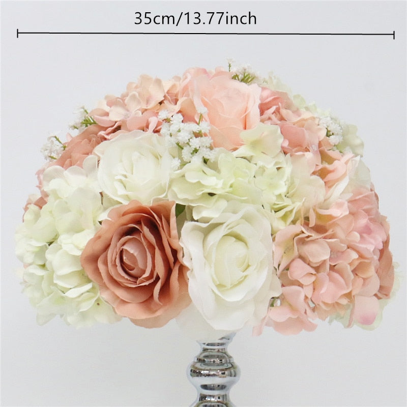 Qfdian Rose Artificial Flower Arrangement Table Centerpieces Flower Ball Wedding Arch Backdrop Decor Flower Row Party Layout