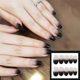 Qfdian gifts for women hot sale new 24PCS Fake Nails With Glue Rhinestones Long Coffin Flame Press on Nails Detachable French Stick on Nails Art DIY faux ongles