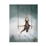 Qfdian easter decorations clearance Nordic Modern Cartoon Moon Rabbit Girls Carousel Canvas Painting Spray Color Swan Art Poster Kids Baby Nursery Room Wall Picture
