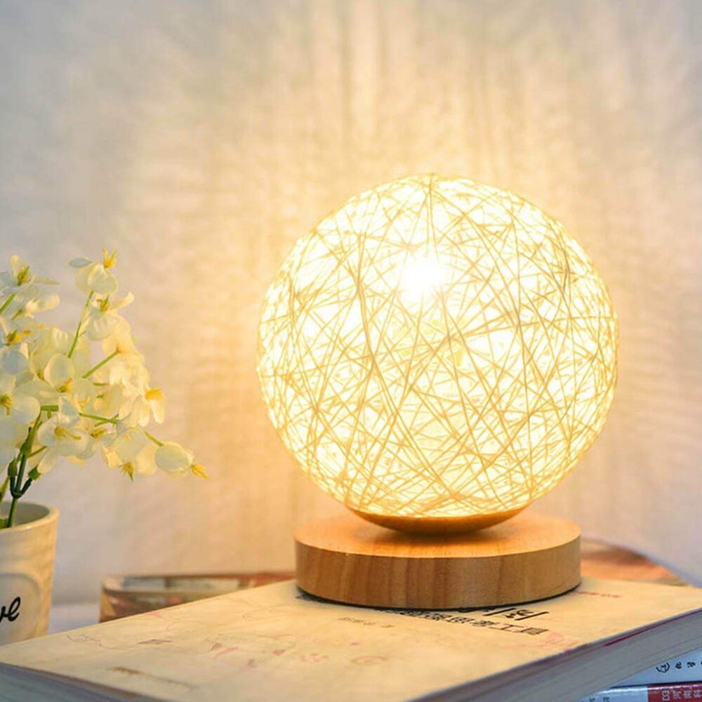 Qfdian valentines day decorations for the home hot sale new LED Night Light 3D Print Moon Lamp USB Rechargeable 3D Light Rattan Weaving Table Lamp night lights Home Decoration Kid Gift