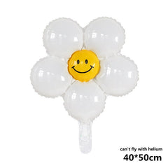 Qfdian Party decoration 50pcs Daisy Foil Mylar Balloon Sunflower Balloons Summer Plumeria Hawaiian Birthday Theme Party Wedding Decoration Air Globos