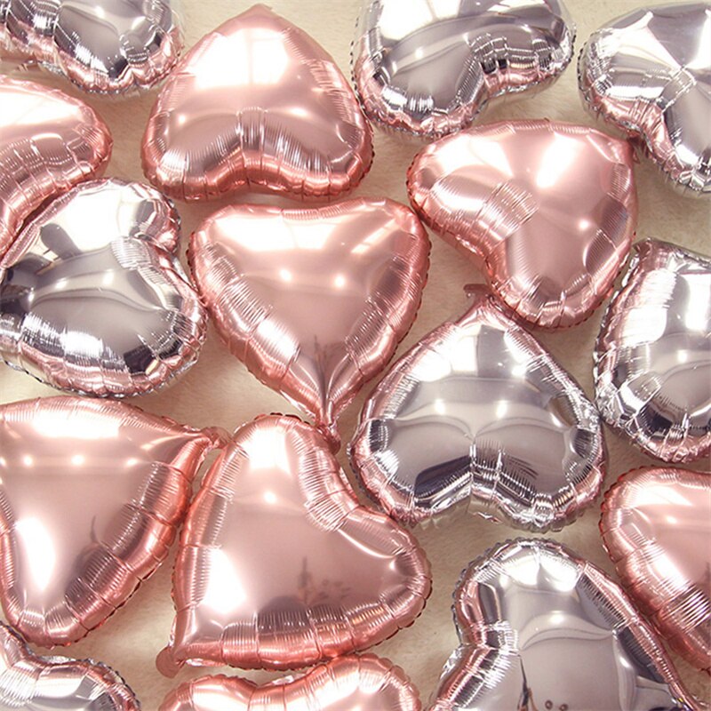 Qfdian valentines day gifts for her 10pcs 18inch Foil Heart Balloon Valentines Day Wedding Decoration Balloons Mariage Birthday Party Decorations Baby Shower Globos