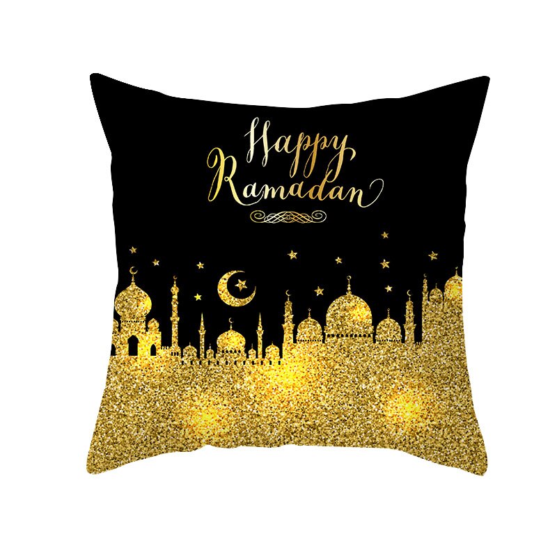 Qfdian Party decoration Islamic Eid Mubarak Pillowcase Ramadan Kareem Home Car Bedroom Sofa Decootative Pillow Cushion Covers Mosque Muslim Decor 45cm