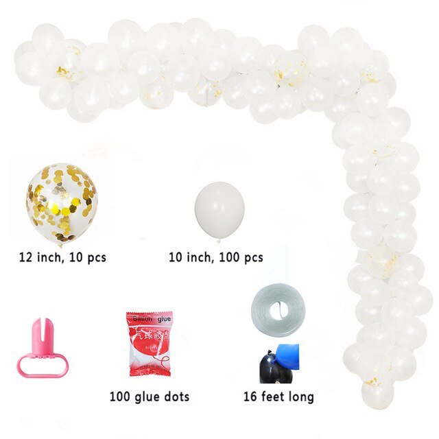 Qfdian Party decoration 1set Balloon Garland Arch Kit Long Pink White Gold Latex Air Globos Pack For Baby Shower Wedding Birthday Party Decor Supplies