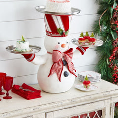 Qfdian Christmas Snowman Treats Holder Party Decor Cupcake Dessert Christmas Dinner Ornament Snowman Waiter Christmas Gift Xmas Decor