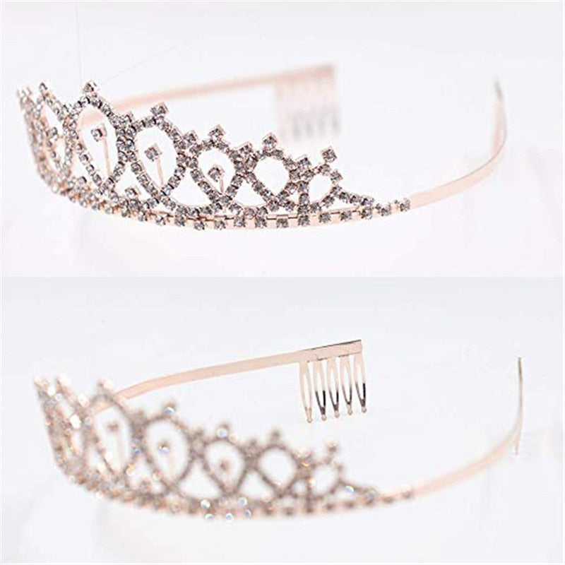 Qfdian Party decoration valentines day 18 30 40 50 60 Happy Birthday Girl Queen Sash Crystal Crown Headband Birthday Party Decoration Adult Anniversary Party Ornaments