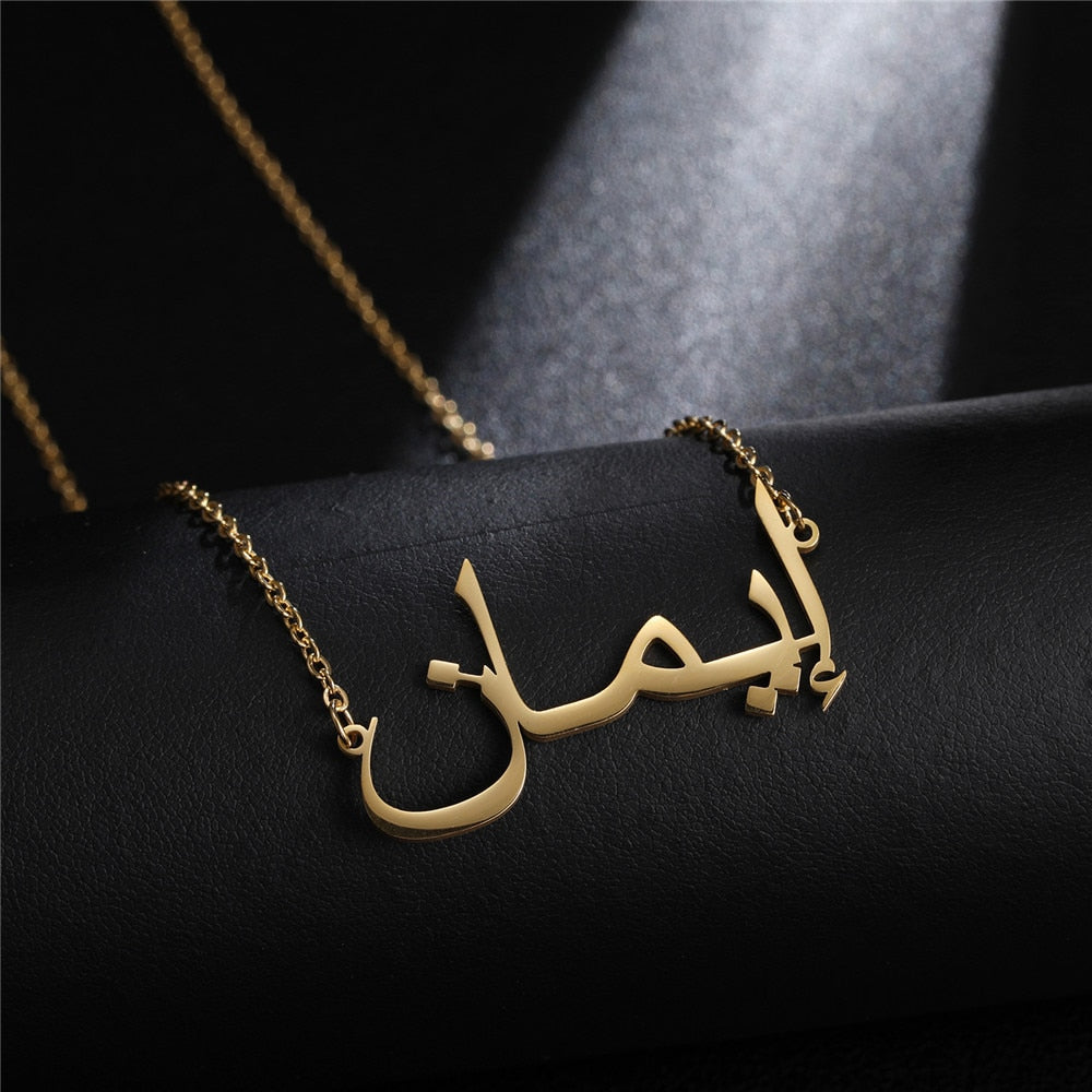 Personalized Stainless Steel Arabic Name Custom Necklaces For Women Men Gold Color Chain Lover Necklace Jewelry