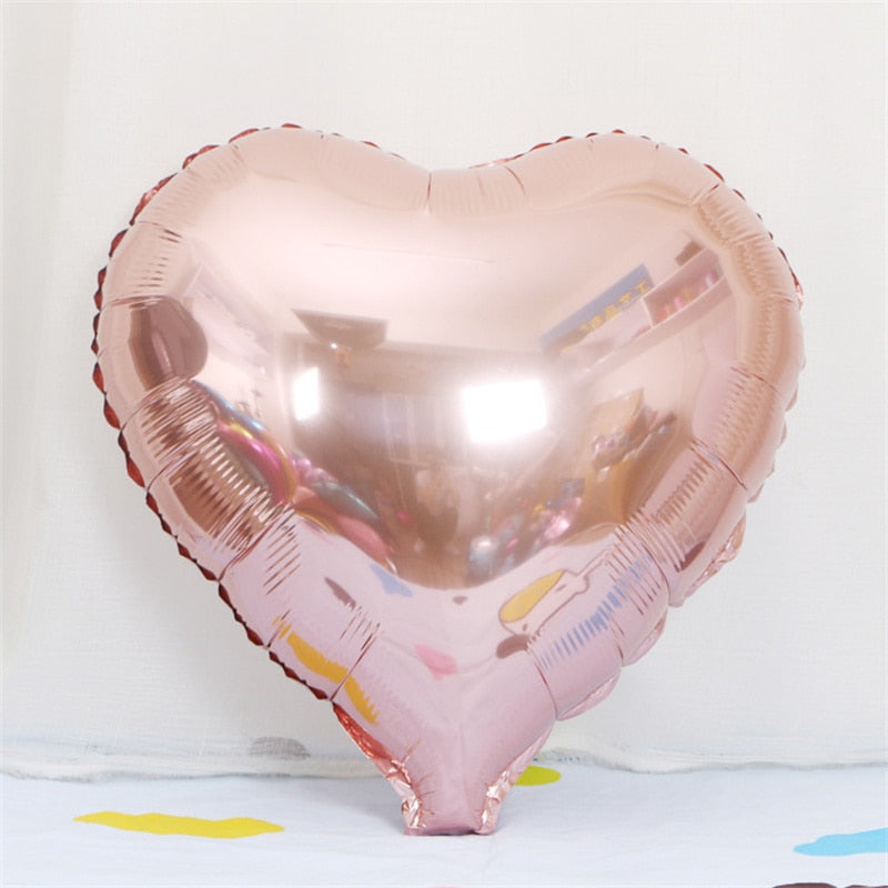 Qfdian valentines day gifts for her 10pcs 18inch Foil Heart Balloon Valentines Day Wedding Decoration Balloons Mariage Birthday Party Decorations Baby Shower Globos