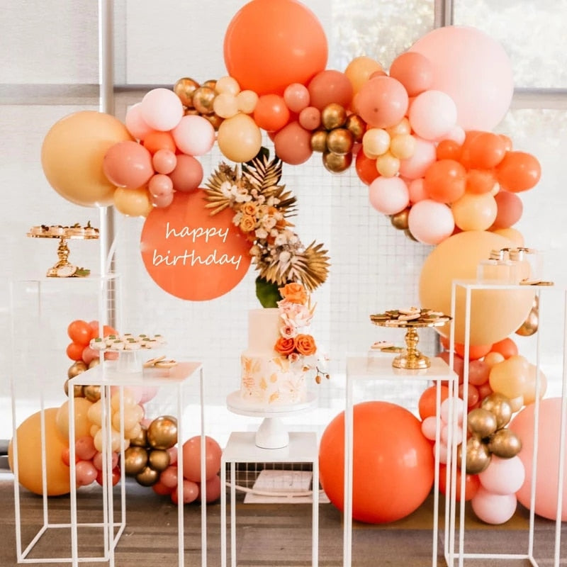 Qfdian Party gifts Party decoration hot sale new  131pcs Balloon Arch Orange Latex Balloons Garland Kit Happy Birthday Wedding Decorations Blush Pink Anniversary Party supplies