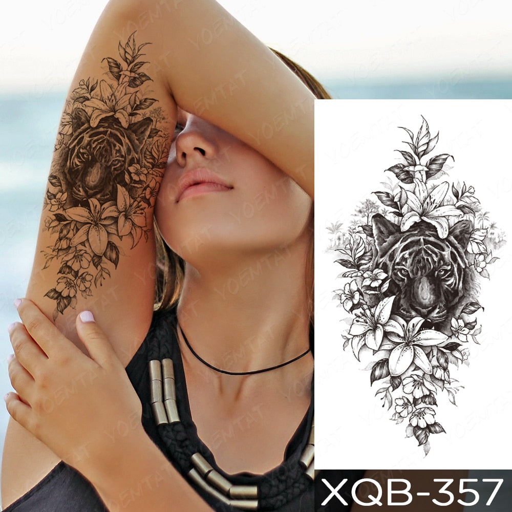 Qfdian Waterproof Temporary Tattoo Sticker I Love You Flash Tattoos Lip Print Butterfly Flowers Body Art Arm Fake Sleeve Tatoo Women